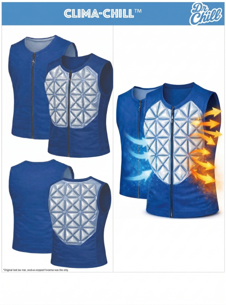 Clima-Chill™ Vest — Front, Back & PCM Cooling View